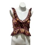 Kimchi Blue  Women's M Brown Floral Off Shoulder Crop Top Blouse Photo 1