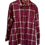 Gloria Vanderbilt 2X Zip Up Plaid Flannel Long Sleeve Shirt Photo 0