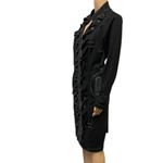 Nexx Black Gray Zip Up Midi Dress Coat with Pockets Imported 46 or Womens Large Photo 3