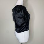 Cynthia Rowley Black Crushed Velour Crop Top Tie Neck Sz Small Photo 4