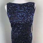 Mac Duggal Midnight Blue Cowl Back Boat Neck Sequined Evening Gown 12 $398 26331 Photo 7