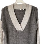 Anthropologie Moth Vneck Soft Boulders Wool Alpaca Pullover Sweater Colorblock M Gray Size M Photo 5