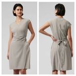 Athleta Newport Wrap Dress City Stripe Black/Sea Salt Size XS Athletic Comfort Photo 1