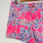 Lilly Pulitzer Pink Blue Palm Print Chino Shorts Womens 2 Beachy Summer Vacation Photo 1