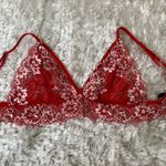 Red Sheer Lace Bralette Bra Sz Medium Photo 6