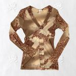 Sweet Pea Collection Early 2000's Brown Tan Grunge Tattoo Mesh Long Sleeve L Size L Photo 1
