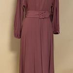 ZARA 🛍️  Rust Pink Belted Peasant Puff Sleeve Midi Dress Size S Photo 3