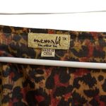 One World  NEW $68 Top Woman 1X Boho Hippie Velvet Whimsigoth Tiger Khaki Blouse Photo 2