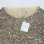 Free People FREE PEOPLE Gold Rush Sequin Long Sleeve Top Tee Metallic Party Size Small New Photo 6