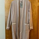 SOIA & KYO  Denise KNEE-LENGTH COATIGAN Open Front Contrast Lining Pearl Small Photo 0