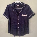 Kate Spade new york Evergreen Pajama Top Polka Dot Navy/pink Sz L Soft Comfy Photo 0