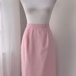 Vintage ‘00s Appleseed’s Petite Pink & White Stripe Seersucker Knee Length Skirt Size 6P Photo 1
