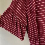 CHAPS Burgundy Striped Blouse Photo 2