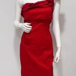Snap Women's Red Taffeta Stretch One Shoulder Ruffled Cocktail Dress Size 13 Photo 0