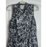 Ann Taylor  Cocktail Dress Size 6 Black Floral Satin Mock Neck Sleeveless Preppy Photo 1
