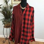 Cato Women Top XL Plaid Long Sleeve Front Henley Collared Y2K Dark Academia Photo 0