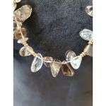 Women's Smoky Quartz Chip Bead Necklace With Gold Chain And Lobster Clasp Lock Photo 2
