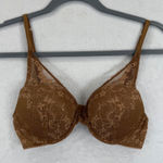 Auden 32B Push Up Plunge Underwire‎ Lace Bra Brown Lined Demi Coverage Size undefined Photo 0