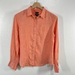 J.Crew Baird McNutt Irish Linen Button Down Shirt Women's 14 Coral Long Sleeve Photo 2