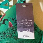 Cacique NWT Seriously Sexy Emerald Floral Boost Plunge Bra 46C Lattice Back Photo 1
