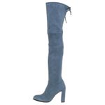 Stuart Weitzman  90MM Highland Block Heel Suede Over The Knee Boots Blue 6 Photo 8