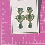 Urban soul earrings gold tone gray crystals white beads drops Photo 3