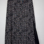 Urban Romantics  Black Spotted Animal Print Midi Skirt Side Slit Lettuce Trim Hem Photo 0