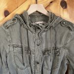 Max jeans  Women's Small Green Utility Jacket Military Drawstring Cinched Waste Photo 2