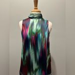 Badgley Mischka  Belle high neck colorful knee length ruffled bow dress Photo 3