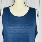 Crosby Women's Navy Striped Sleeveless Double Layer Linen Blend Tank Top Sz XL Blue Photo 1