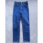 AGOLDE Riley Long Straight Leg Jeans 24 High Rise Blue Dark Wash Classic Luxury Photo 2