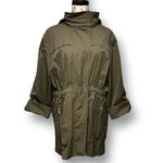 Antonio Melani Olive Green Erin Trench Coat Hooded Gold Zip Utility Outside XL Photo 5
