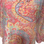 Ralph Lauren Lauren  Paisley Print Tunic Top Multicolor Boho Resort Size L Photo 2