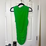 ZARA Electric Lime Green Ruched Mini Dress Photo 1