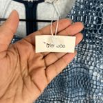 Tyler Boe Fit & Flare Dress Womens 4 Blue Crocodile Alligator Print Cap Sleeve Photo 3