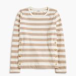J.Crew Factory Striped Camel and White Women's Top with Side Gold Buttons Photo 10