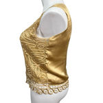 Soulmates 100% Silk Lace Overlay Tank Top Large Gold Sleeveless Evening Blouse Photo 5