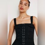 Good American  Black Cargo Tank Bootcut Jumpsuit Full Length LaceUp Pockets S NWT Photo 3