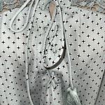 Loft  3/4 Sleeve Blouse Crochet Detail Criss Cross Laced Neck Tassels Size Med Photo 2