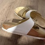 Birkenstock Women's Size 9 Arizona Split Birko-Flor sandal in white and gold Photo 6
