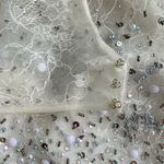 Pearl Rhinestone Lace Bustier Corset Crop Bodice Top, Size 0 White Photo 2