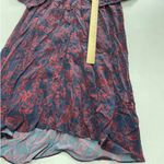 Jason Wu Dress Womens 6 Blue Red Floral Chiffon Shirt Collared Midi Tie Neck Photo 9