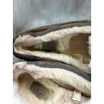 UGG Gray Suede Leather Moccasin Slippers Fur Lined Women's Shoes Photo 4