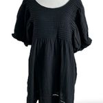 Free People Linen Puff Sleeve Bohemian Elsie Tunic Dress / Top Black Size Small Photo 4