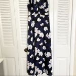 Banana Republic Navy Blue Floral Maxi Dress Women’s Size 2 Satin Photo 1