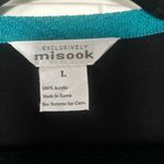 Misook  Exclusively Black Teal trim Open Long Sleeve Cardigan Sz Large Photo 4