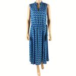 Anne Klein Plus Size 1X Blue Printed Drawstring Midi Dress NEW Photo 2