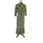 SheIn Women’s Polka Dot Ruffle Hem Tiered Midi Maxi Dress Black Green V Neck Photo 2