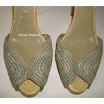 New Womens Ralph Lauren Collection Purple Label Raffia Heels 10.5 Italy Blue Tan Photo 9