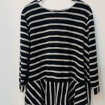 Crown & Ivy Navy Gold Lasting Striped Metallic Peplum Blouse Faux Wrap B… Photo 1